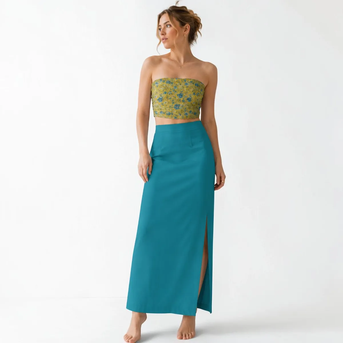 Women Pencil Skirt - Blue — Draft Houses